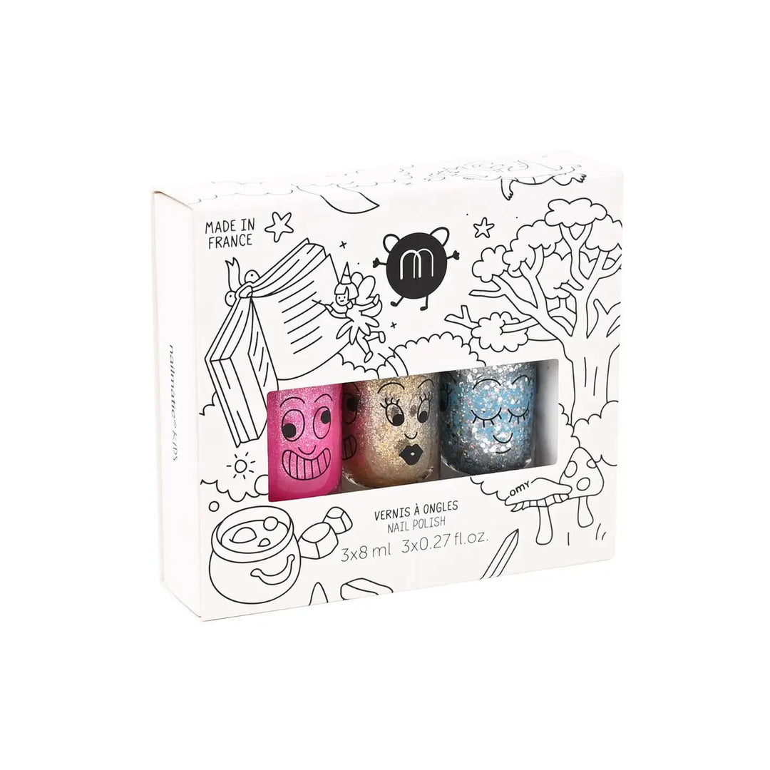 Nailmatic – Kids Water-Based Nail Polish Set of 3 in Pinky Aurora Luna
