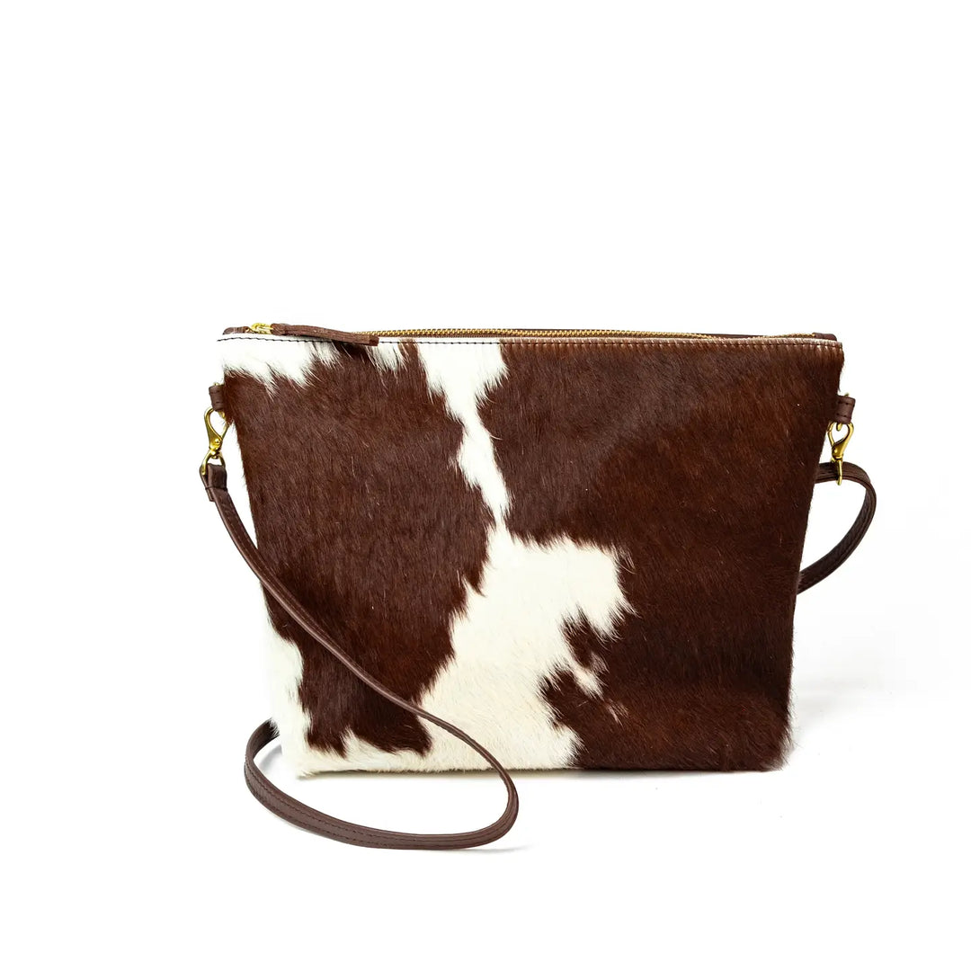 Primecut – Brown + White Hair on Hide Mini Hobo Bag