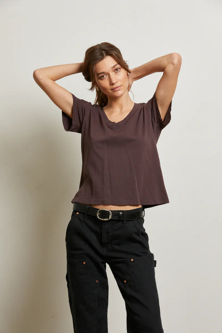 Perfect White Tee – Hendrix V-Neck Tee in Cocoa