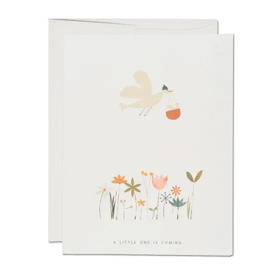 Red Cap Cards - Birdie in Basket Baby Card