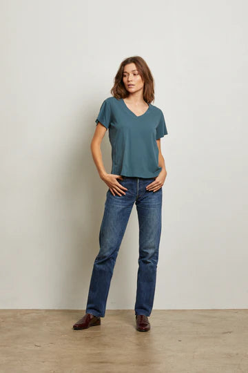 Perfect White Tee – Hendrix V-Neck Tee in Slate