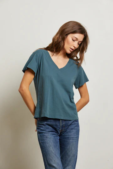 Perfect White Tee – Hendrix V-Neck Tee in Slate