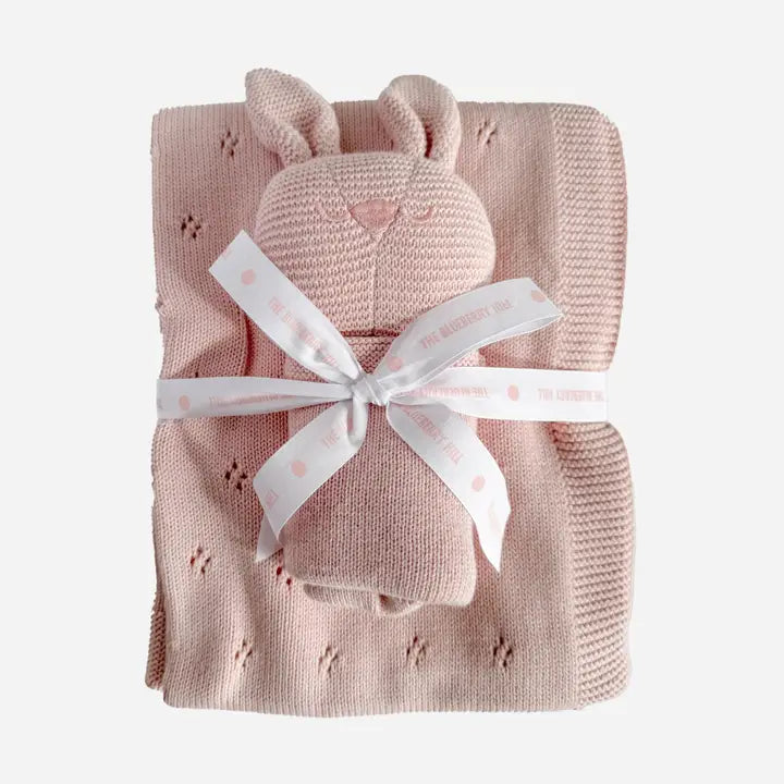 The Blueberry Hill - Lovey + Blanket Gift Set in Pink