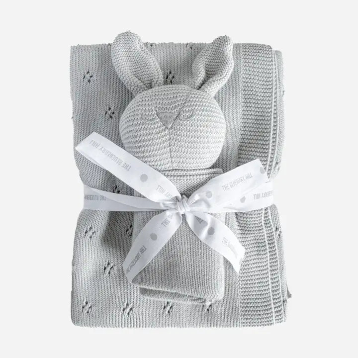 The Blueberry Hill - Lovey + Blanket Gift Set in Bowie Grey