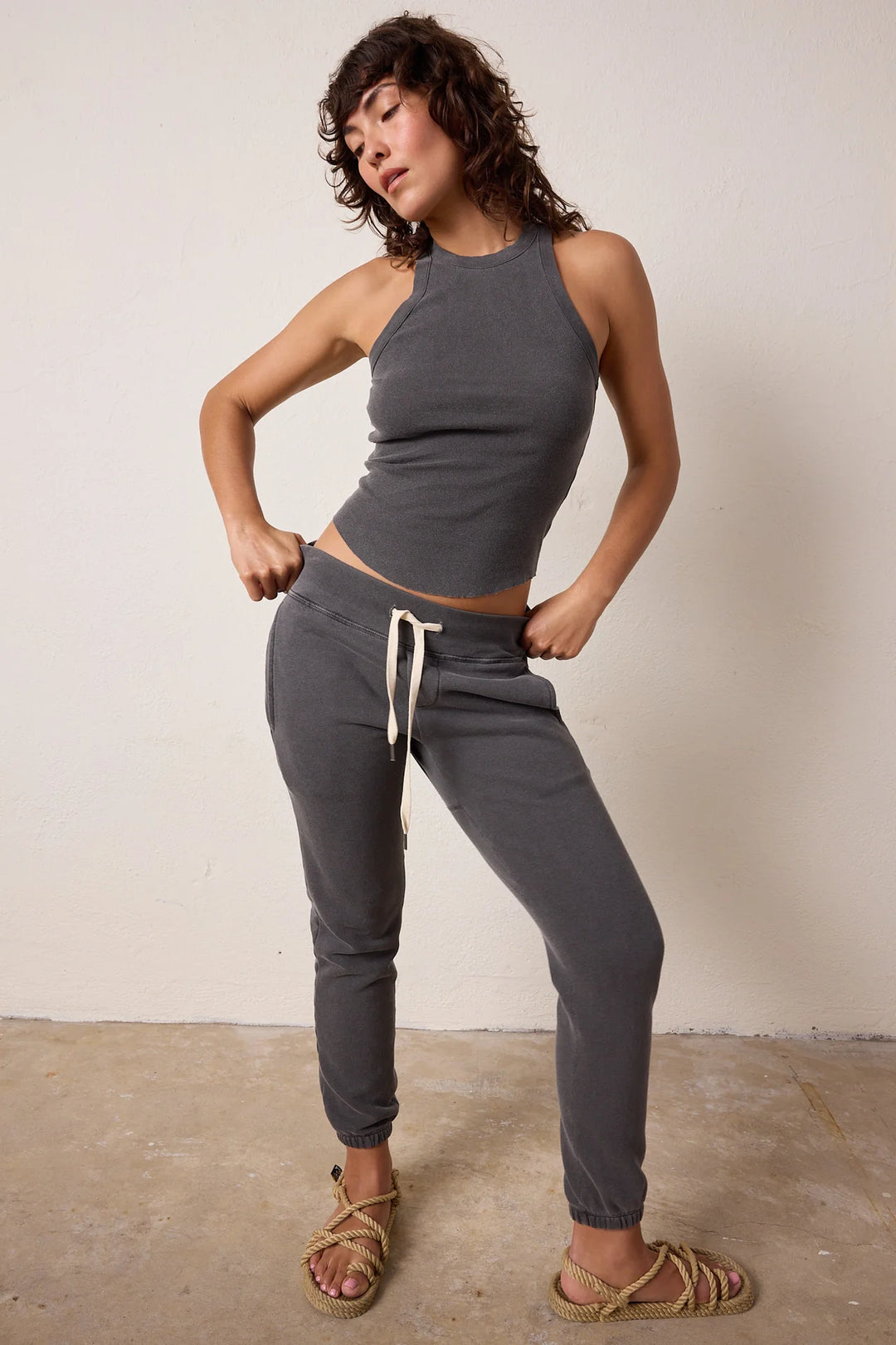 NSF – Sayde Slim Loop Terry Sweatpant in Faded Black