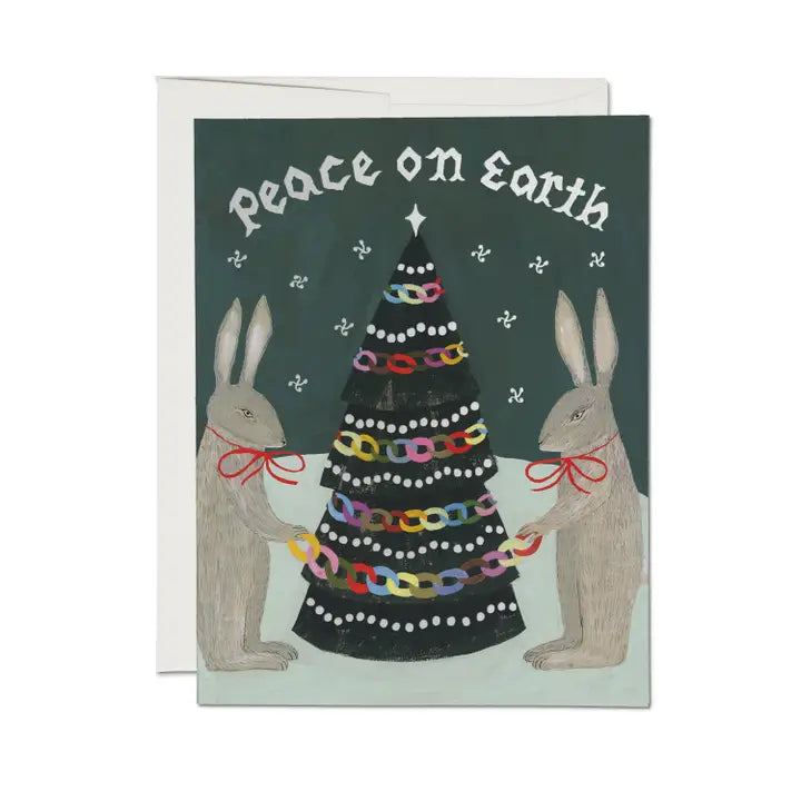 Red Cap Cards – Peace Rabbits Holiday Card