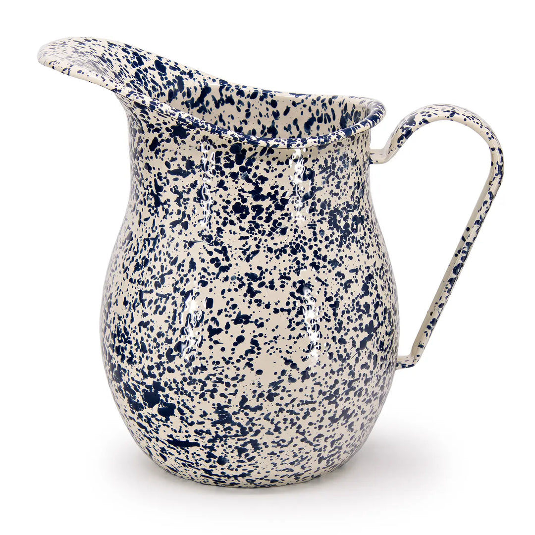 Crow Canyon Home – Navy & Cream Splatter Enamelware Large Pitcher