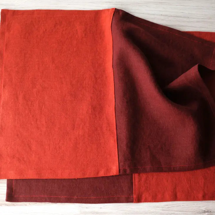 Willow Ship – Holiday Table Parti-Colored Placemats in Ruby – Set of 2