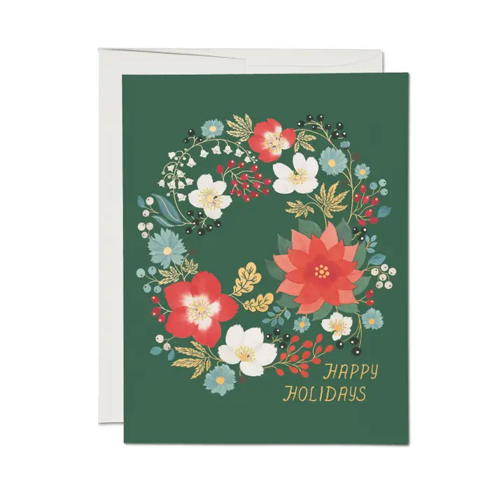 Red Cap Cards – Holiday Wreath Greeting Card