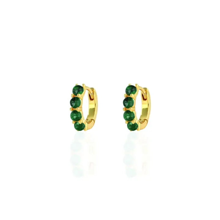 Kris Nations – Malachite Huggie Hoop Earrings