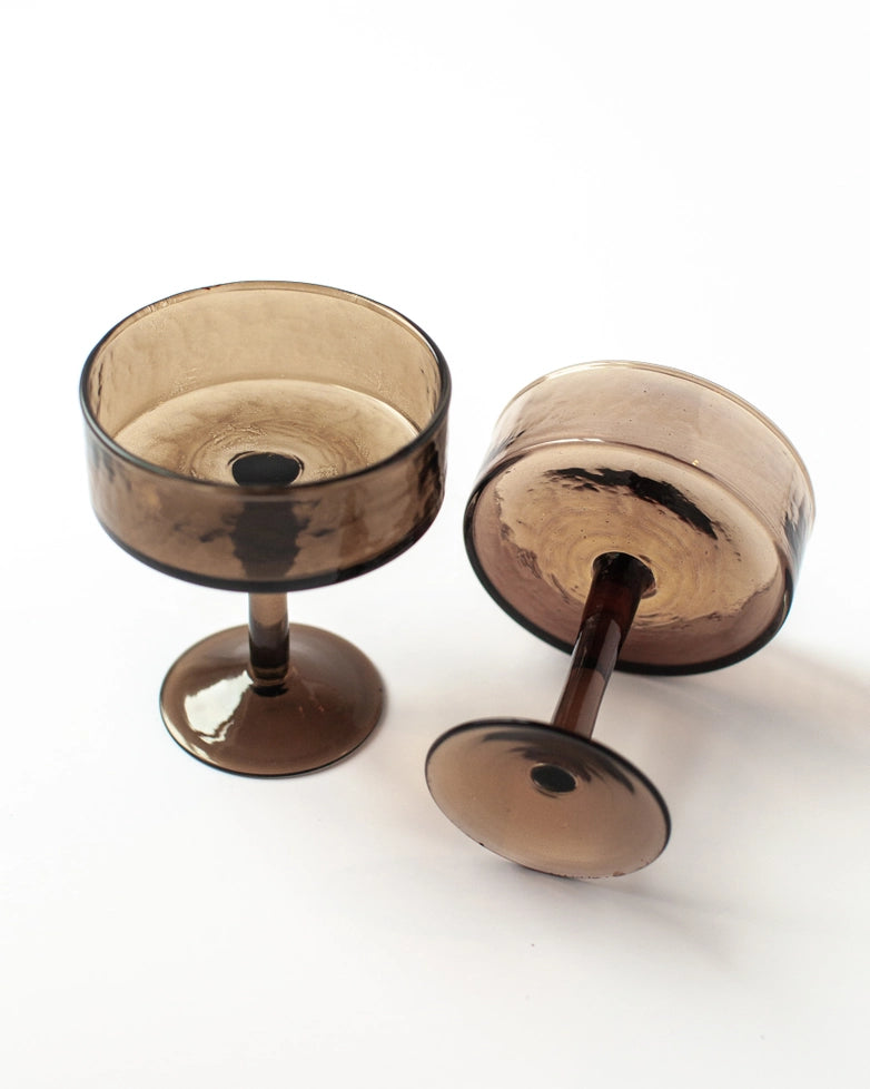 Creative Women - Handblown Hammered Coupe Cocktail Glass in Smoke