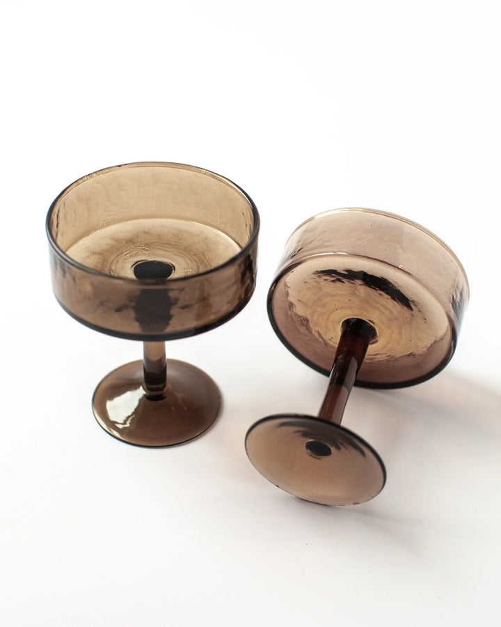 Creative Women - Handblown Hammered Coupe Cocktail Glass in Smoke