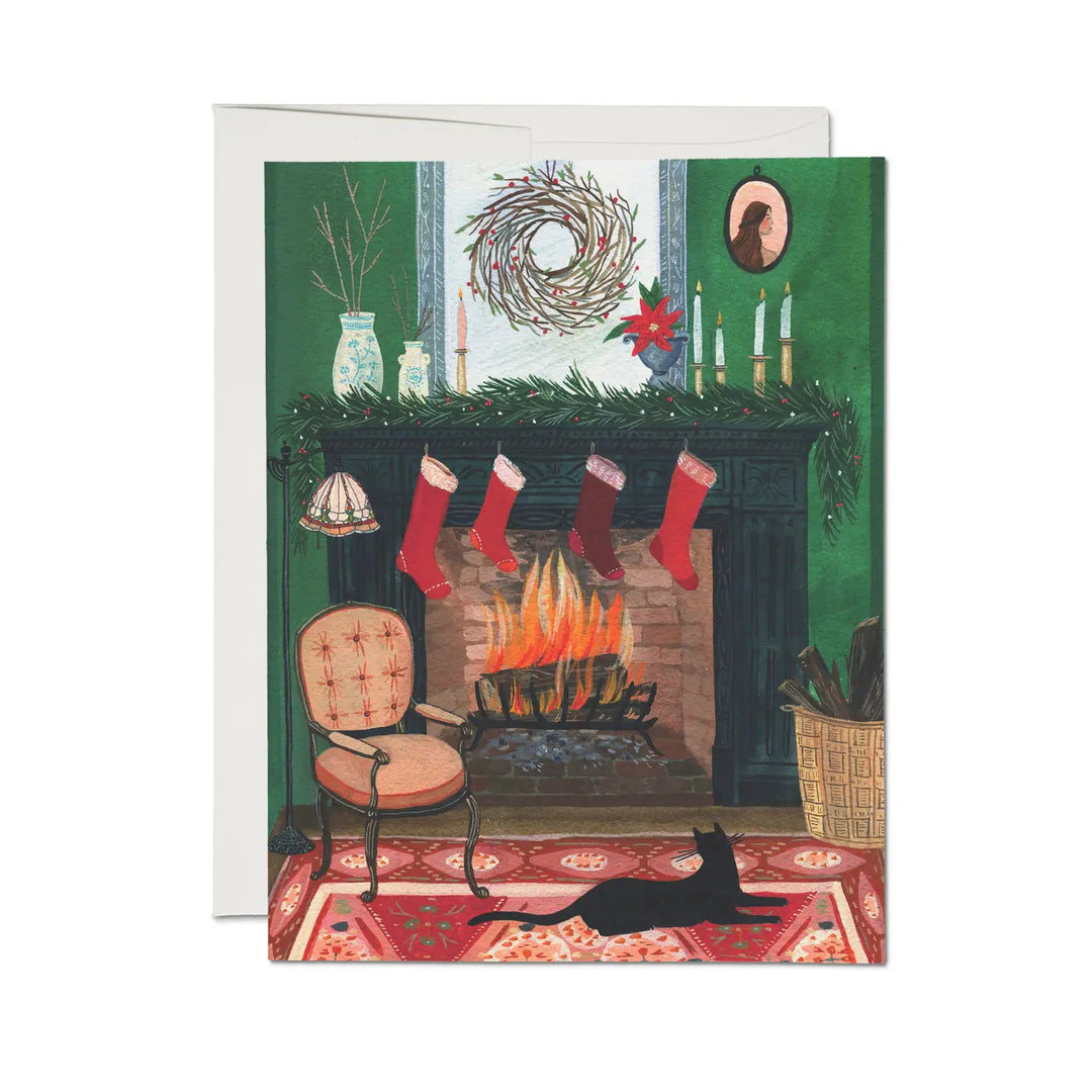 Red Cap Cards – Christmas by the Fireplace Holiday Card