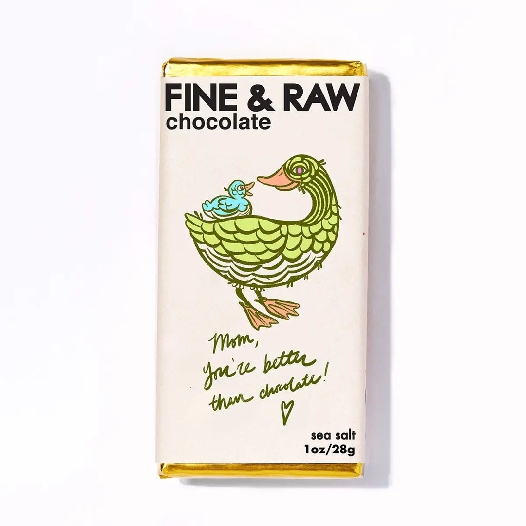 Fine & Raw Chocolate – 1oz Mother's Day Sea Salt Chocolate Bar