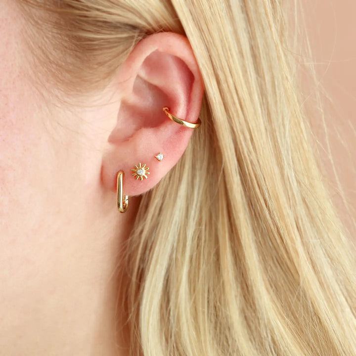 Kris Nations – Oval Hinged Huggie Hoop Earrings in 18K Gold Vermeil