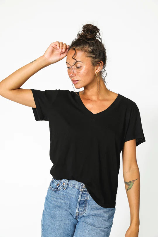 Perfect White Tee – Hendrix V-Neck Tee in True Black