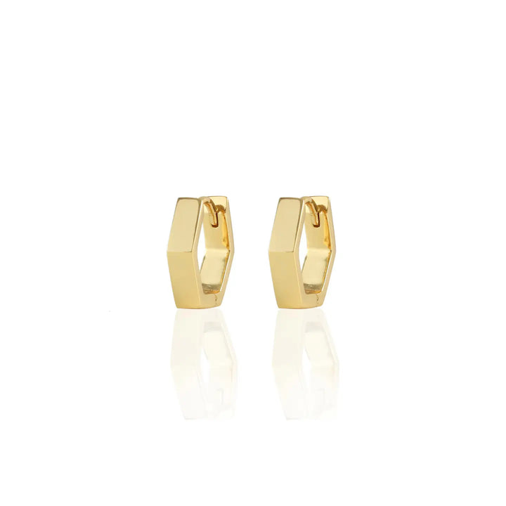 Kris Nations – Hexagon Hinged Huggie Hoop in 18K Gold Vermeil