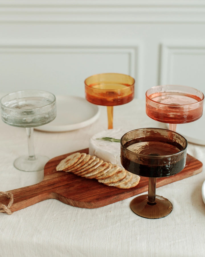 Creative Women - Handblown Hammered Coupe Cocktail Glass in Smoke