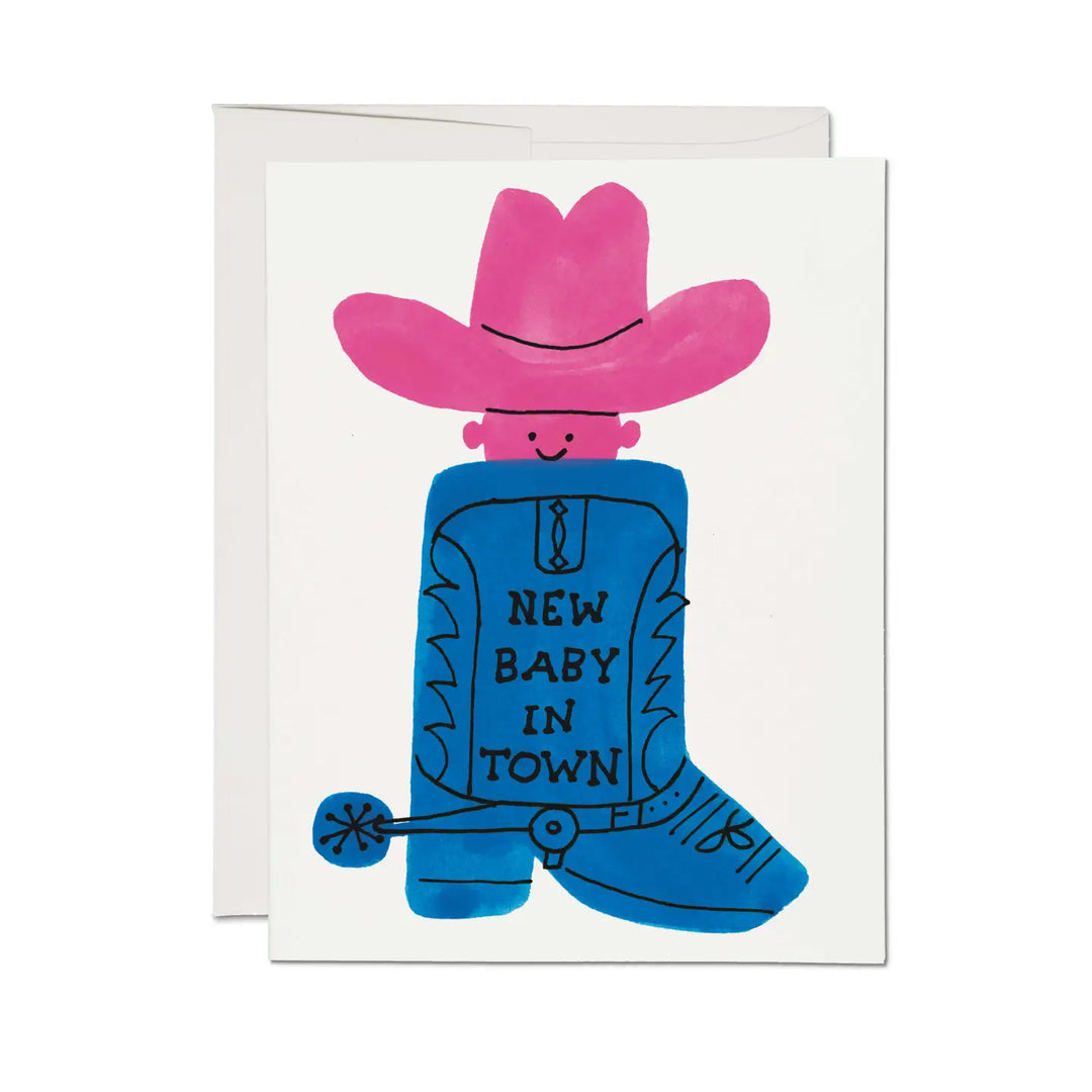 Red Cap Cards - Boot Baby Greeting Card