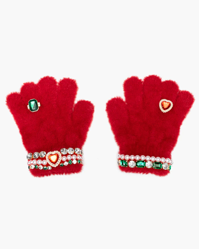 Super Smalls – Ruby Red Christmas Jeweled Gloves