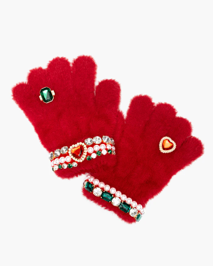 Super Smalls – Ruby Red Christmas Jeweled Gloves