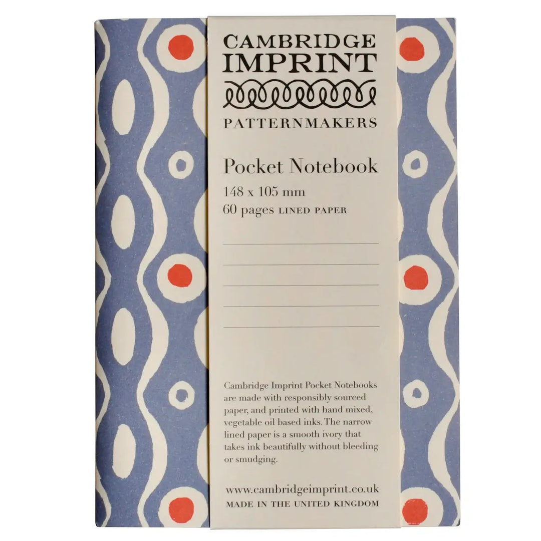 Cambridge Imprint - Pocket Notebook in Persephone Cornflower and Red