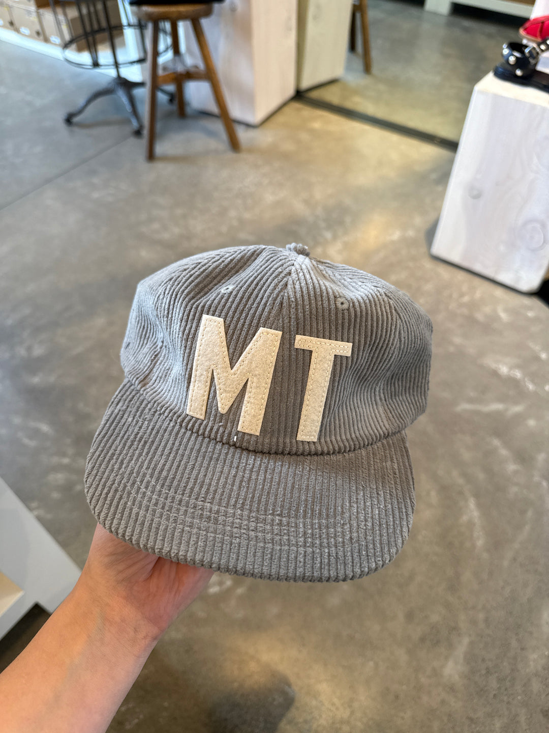 Letterman Corduroy 'MT' Hat in Grey