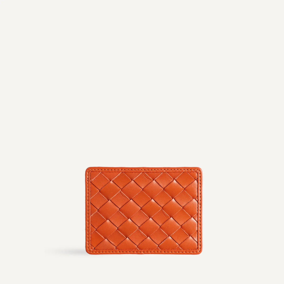 Bembien - Nico Card Case in Carre Weave Tangerine
