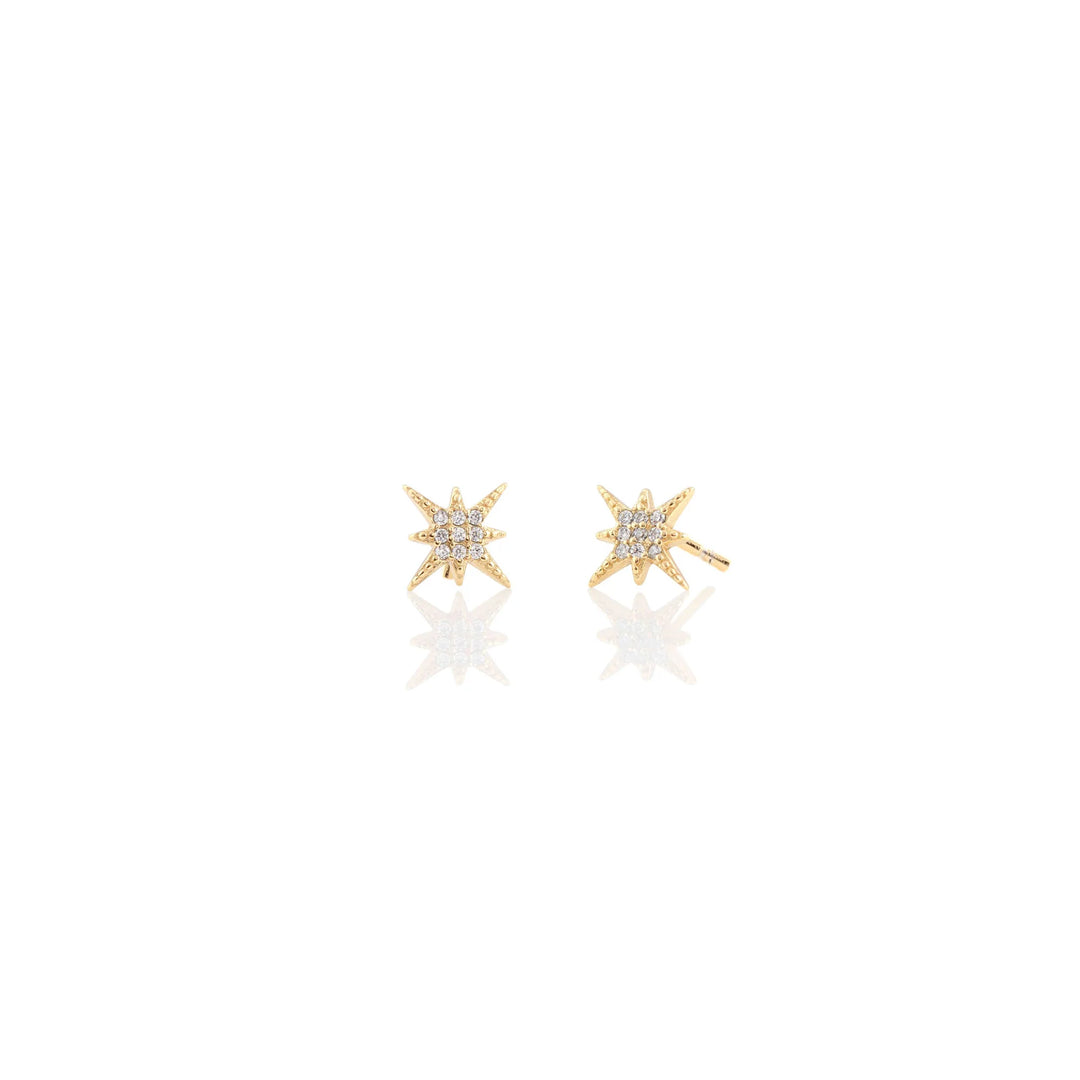 Kris Nations – Starburst Crystal Stud Earrings in 18K Gold Vermeil