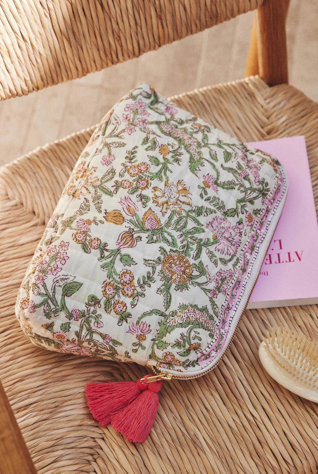 Louise Misha – Cotton Teiki Toiletry Pouch in Cream Mimosa Spring
