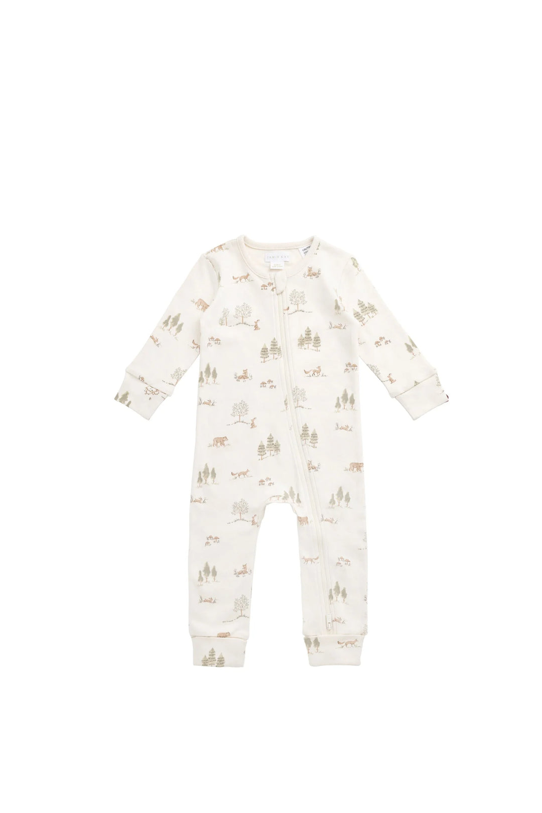 Jamie Kay – Organic Cotton Reese Zip Onepiece in Pine Forest Friends