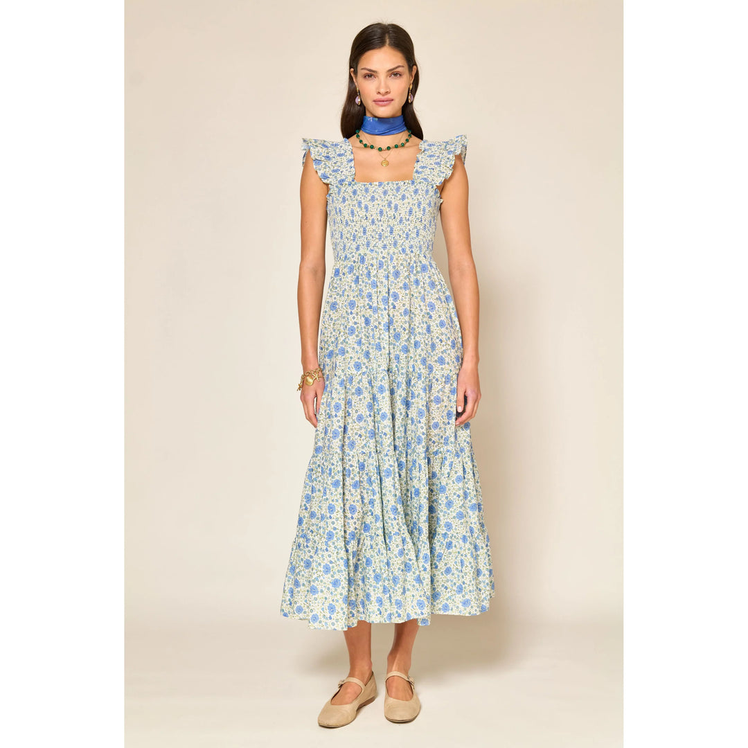RIXO - Kendall Cotton Midi Dress in Eva Floral Blue
