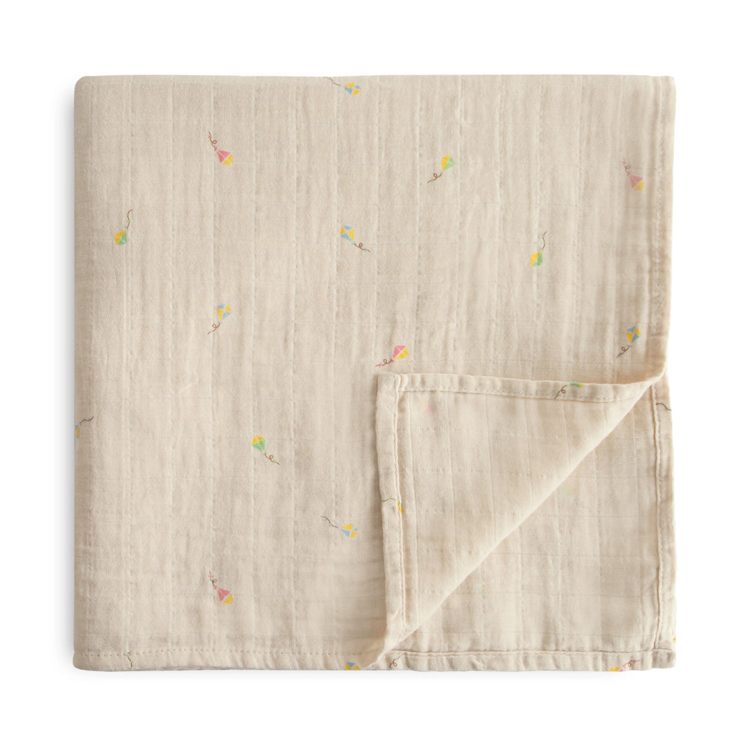 Mushie - Organic Cotton Muslin Swaddle in Kites