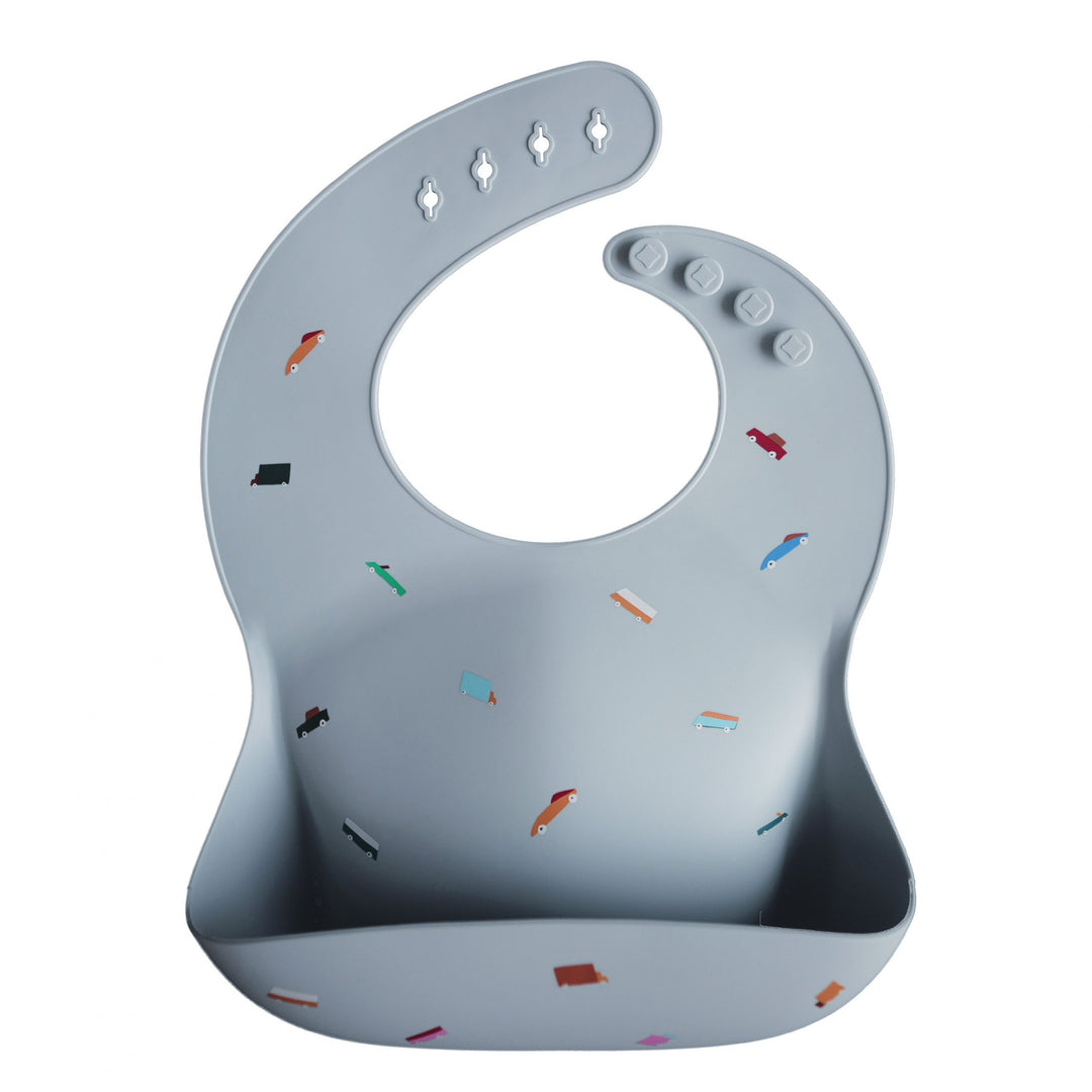 Mushie – Silicone Baby Bib in Retro Cars