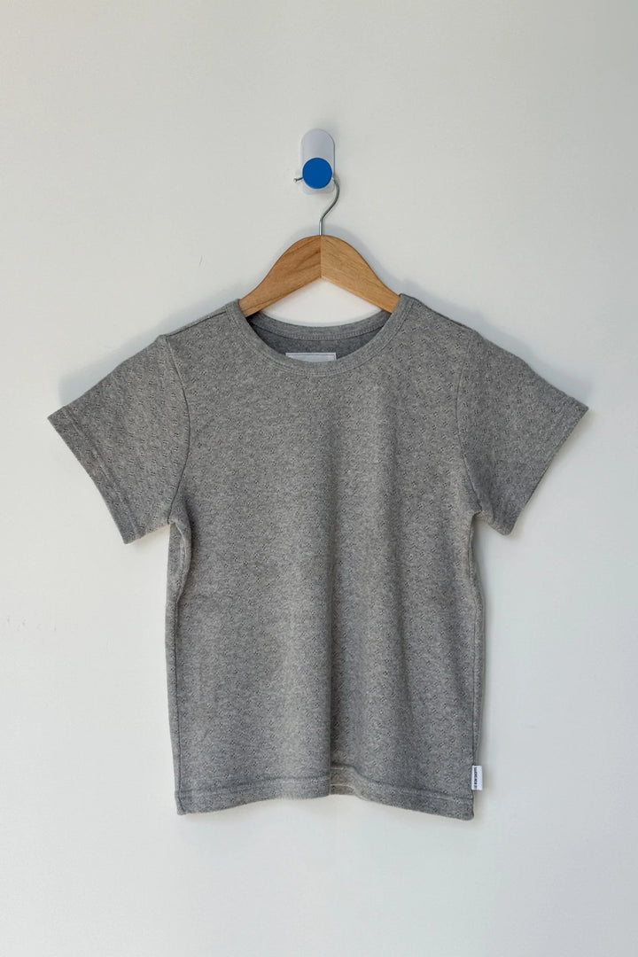 Le Bon Shoppe - Pointelle Short Sleeve Babe Tee in Melange Grey