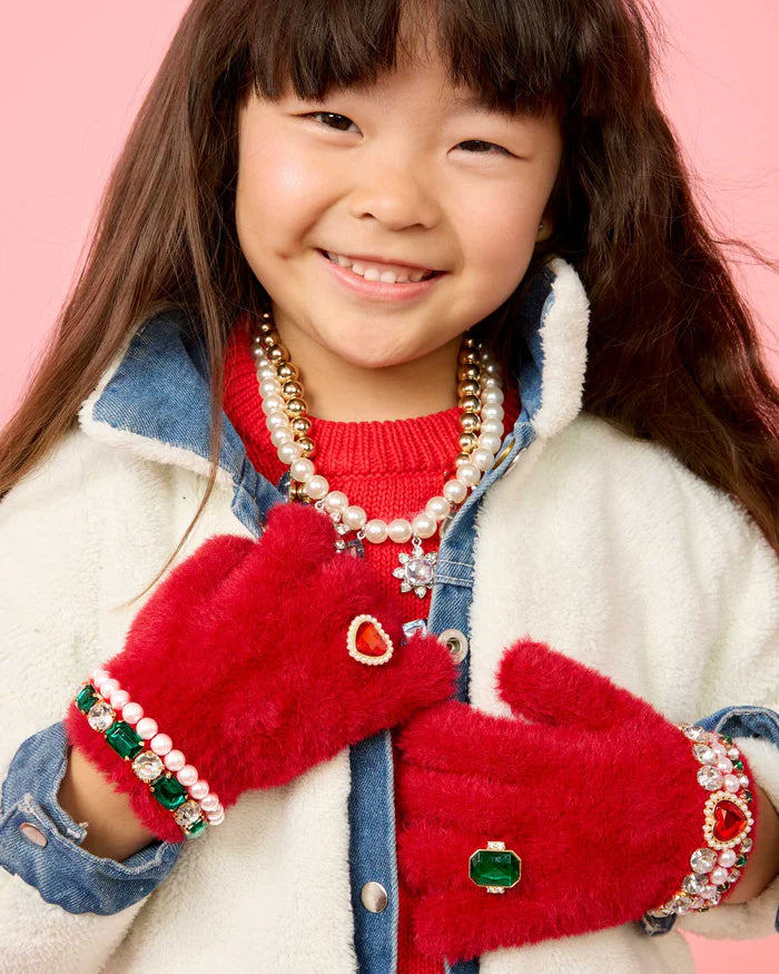 Super Smalls – Ruby Red Christmas Jeweled Gloves