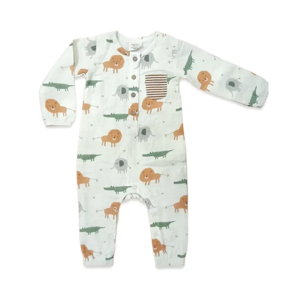 Organic Muslin Savannah Pocket and Button Baby Jumpsuit