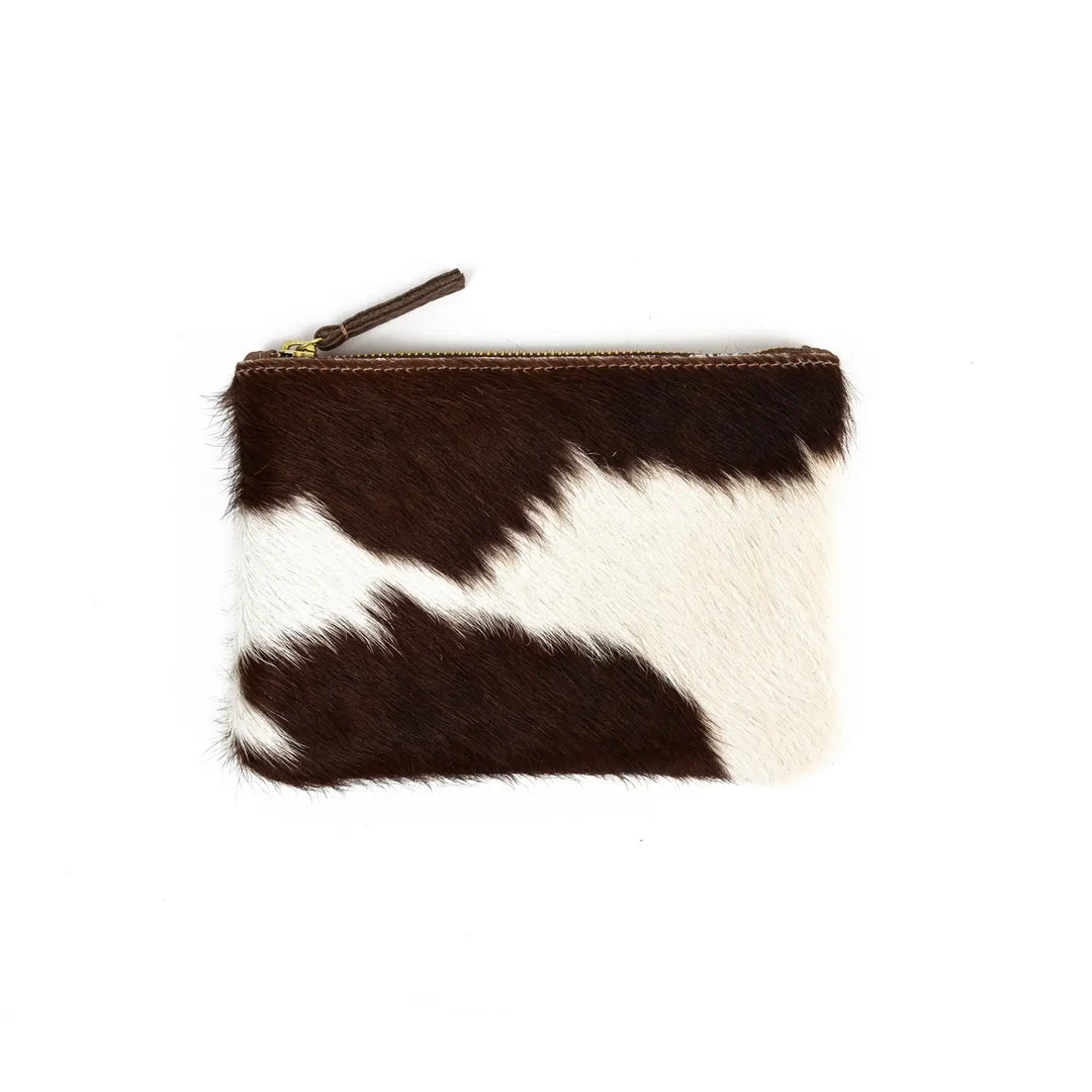 Primecut – Brown +White Cowhide Zipper Pouch