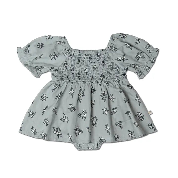 MakeMake Organics - Organic Smocked Dress in Sage Bloom