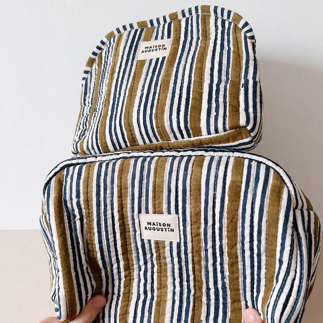 Maison Augustine – Khaki Stripe Toiletry Bag