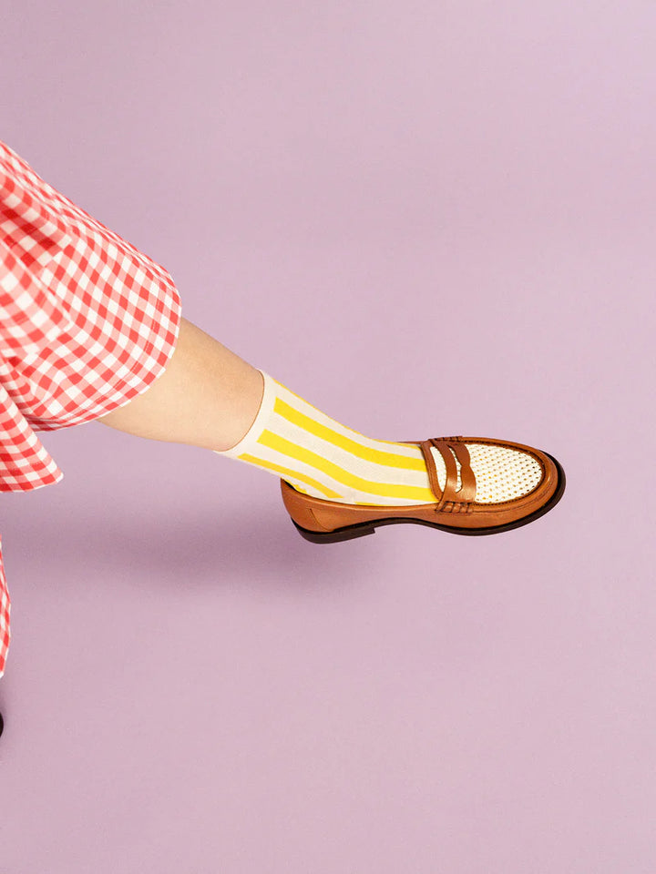 Hansel from Basel - Manchester Crew Socks in Yellow