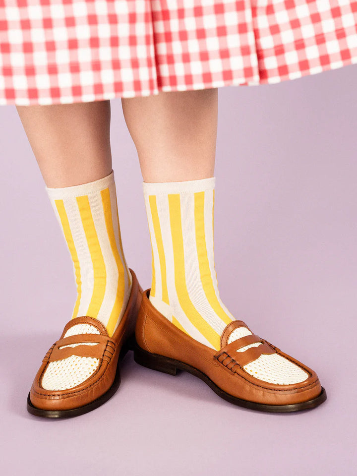 Hansel from Basel - Manchester Crew Socks in Yellow