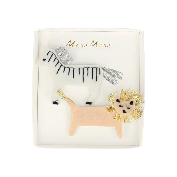 Meri Meri - Zebra & Lion Felt Hair Clips