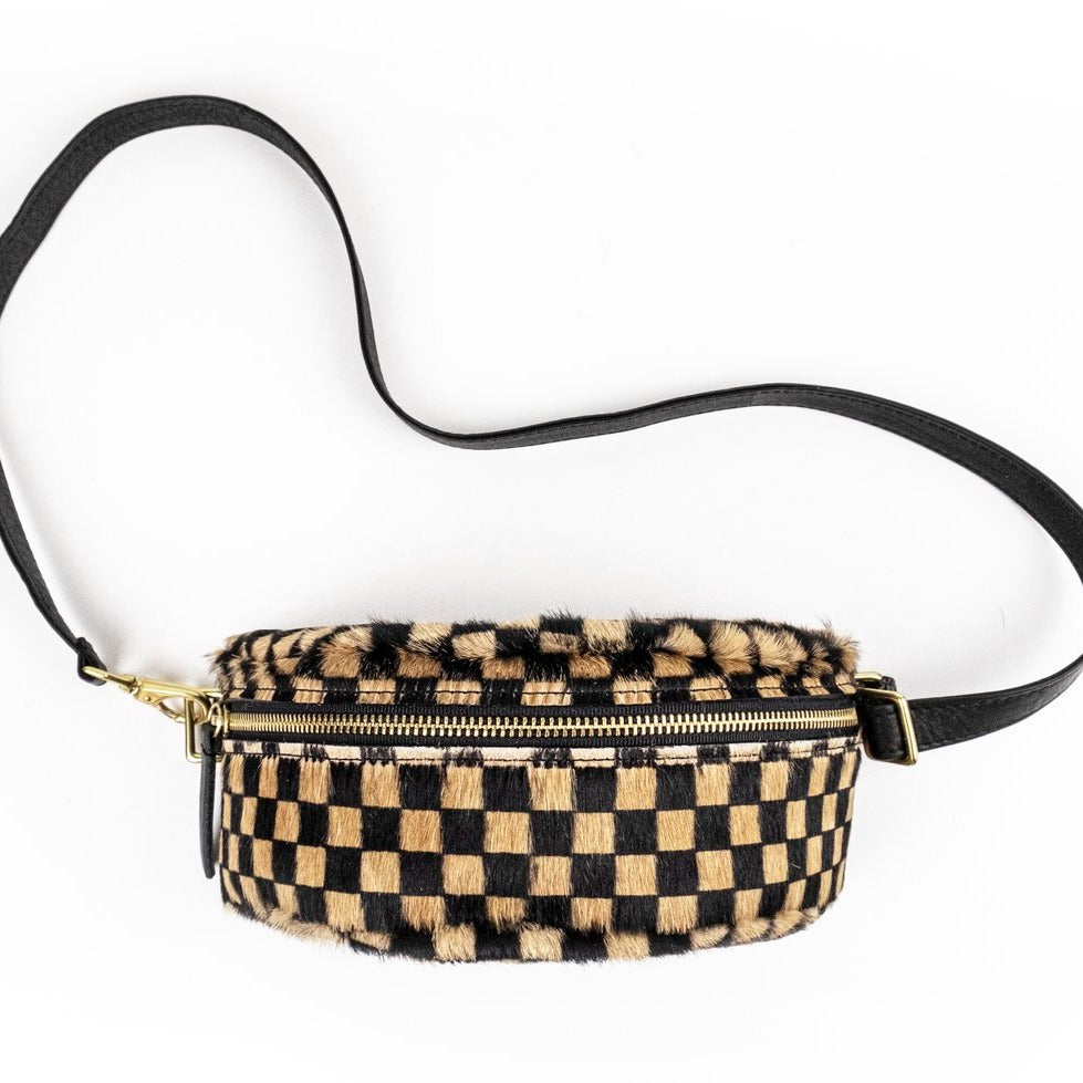 Primecut – Tan Checkered Cowhide Bum Bag