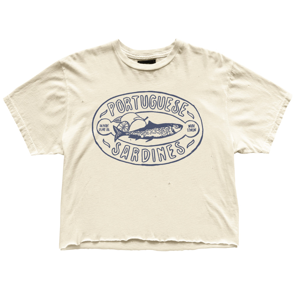 Retro Brand – Portuguese Sardines Crop Tee in Antique White