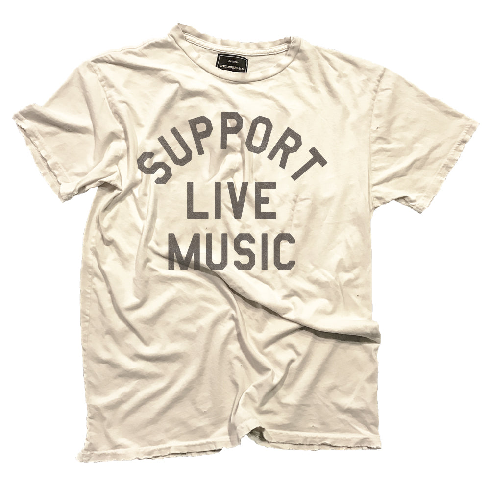 Retro Brand – Support Live Music Tee in Antique White