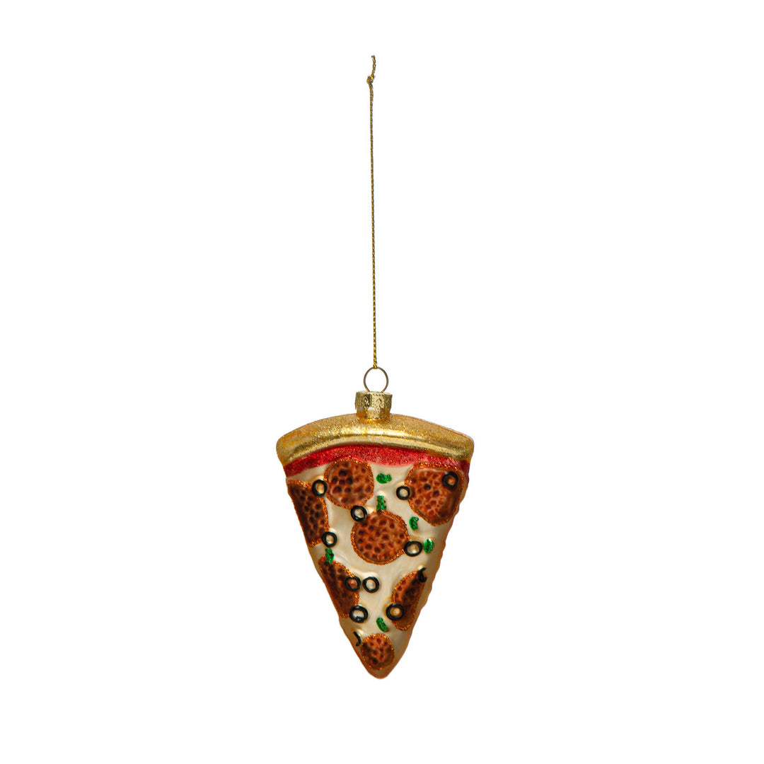 Ornament - Hand-Painted Glass Pizza Slice