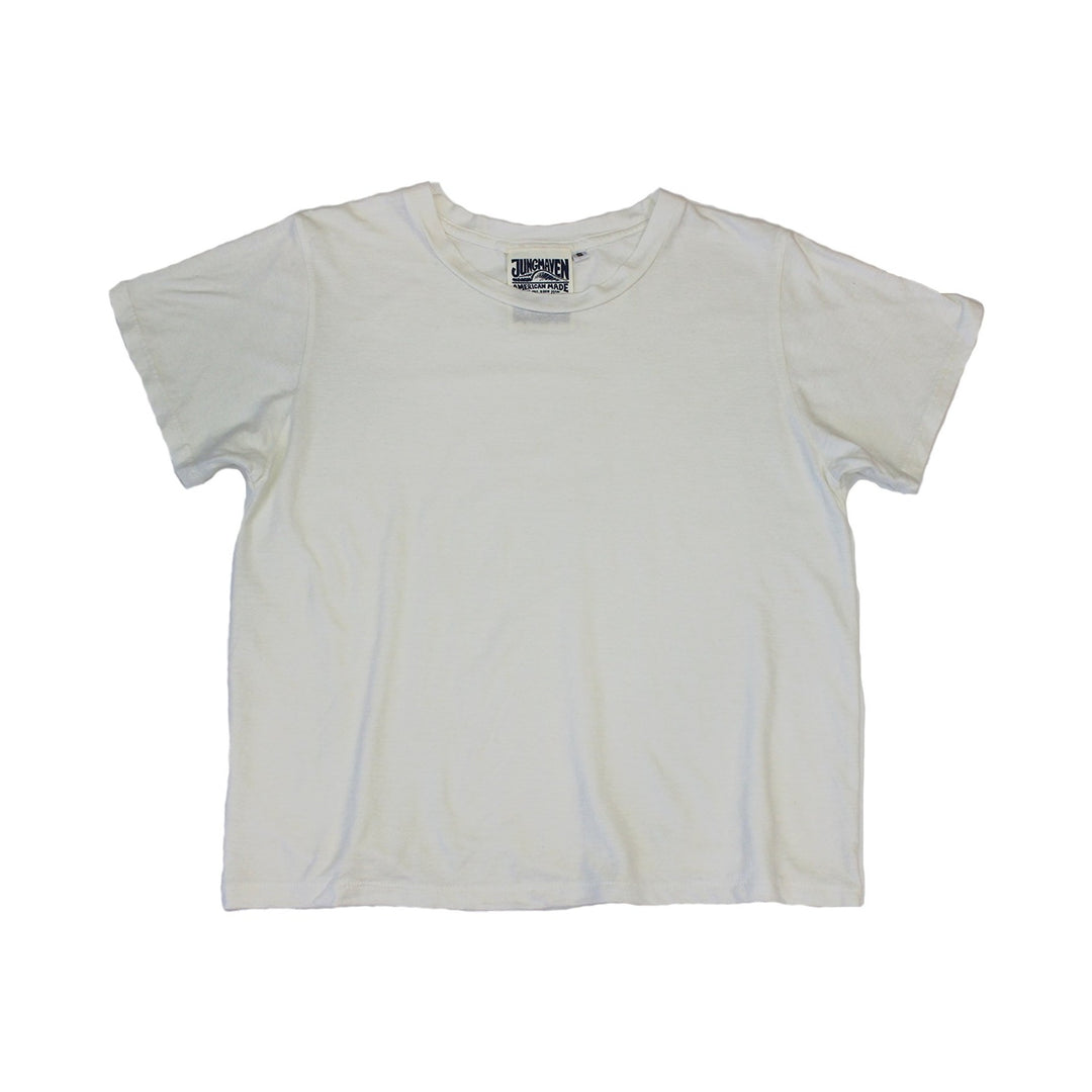 Jungmaven – Ojai Cropped Tee in Washed White