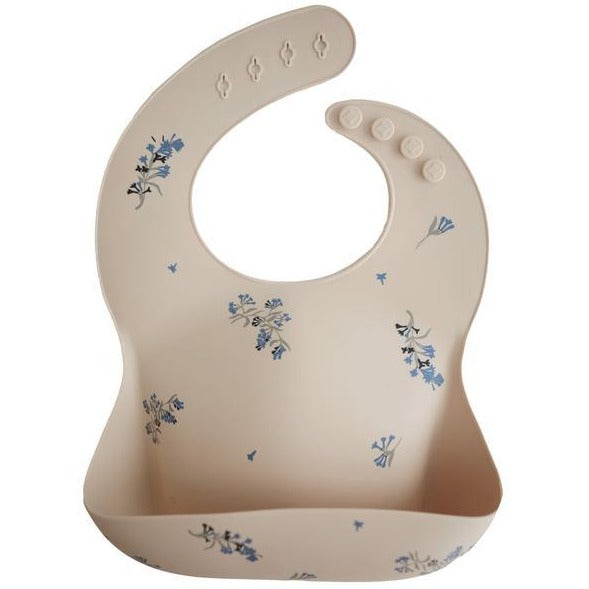 Mushie - Silicone Baby Bib in Lilac Flowers