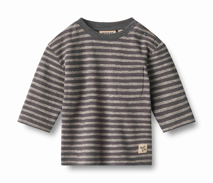 WHEAT – Ross Long Sleeve TShirt in Charcoal Stripe